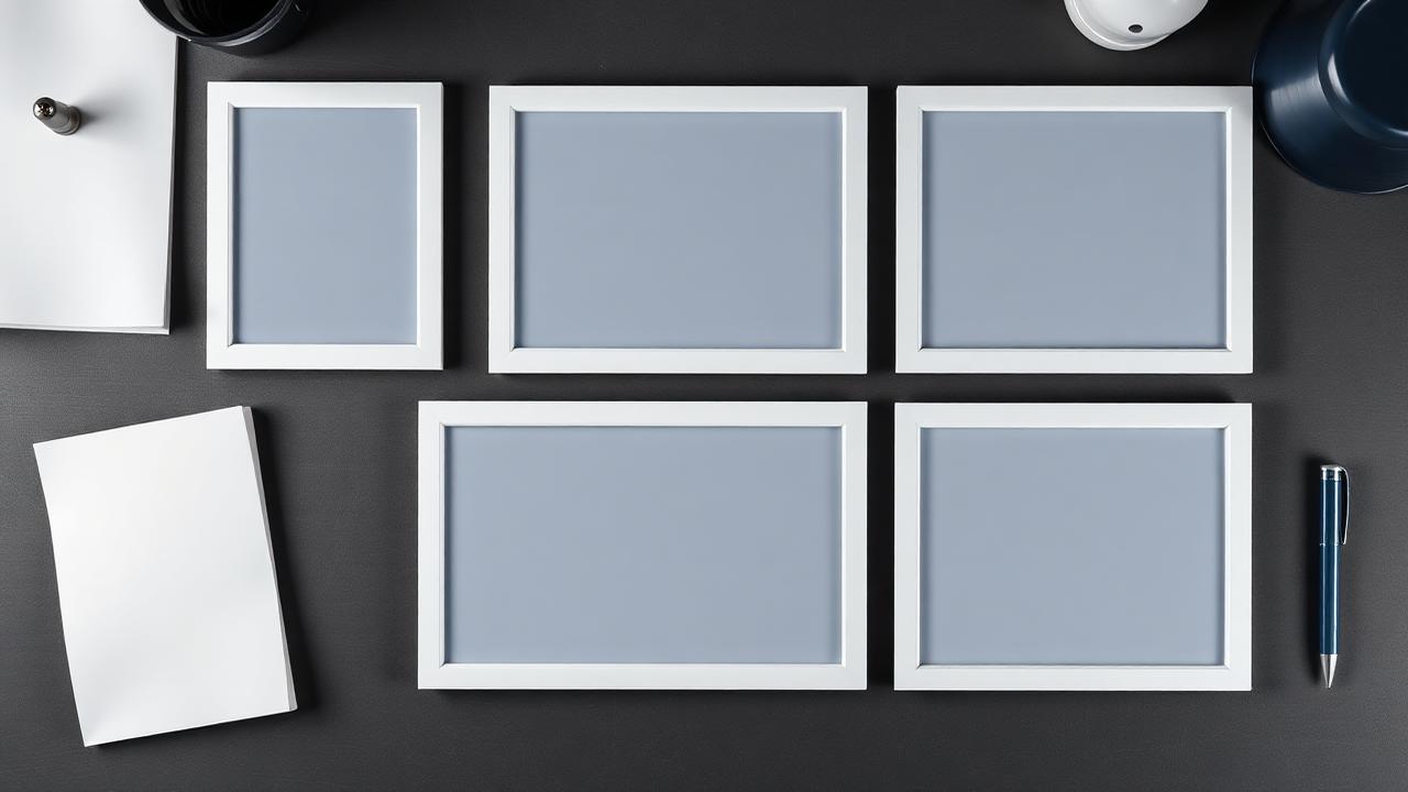 Sequence of blank photo frames laid out as a product image storyboard