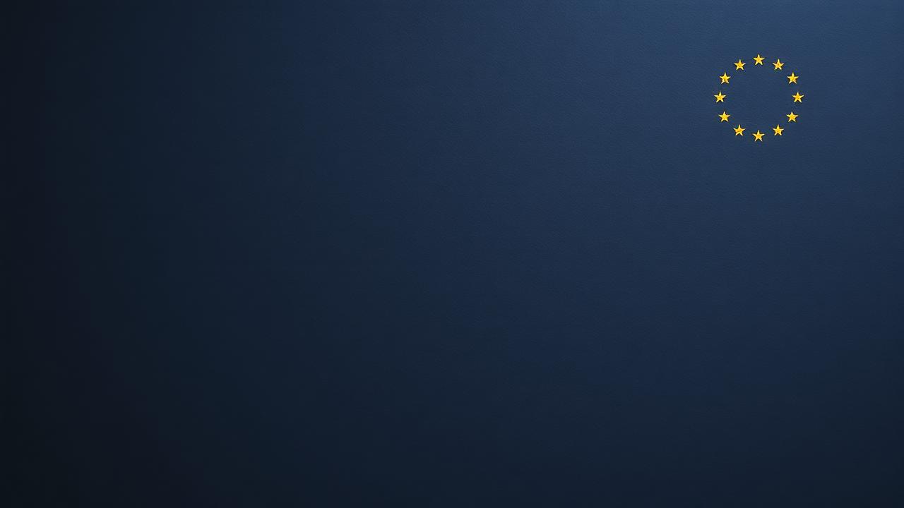 Dark navy surface with a circle of gold stars evoking European markets